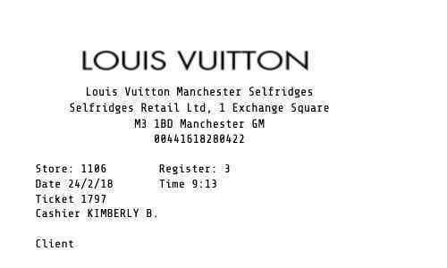 Louis Vuitton receipt template image
