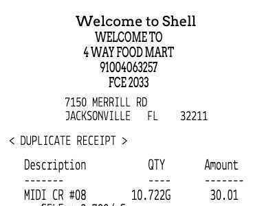 Shell Fuel Receipt template image