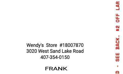 Wendys receipt template image