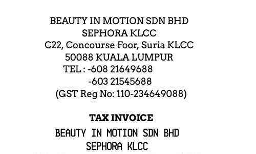 Sephora receipt template Asia image