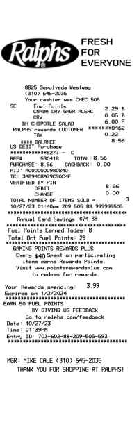 Ralphs grocery receipt template