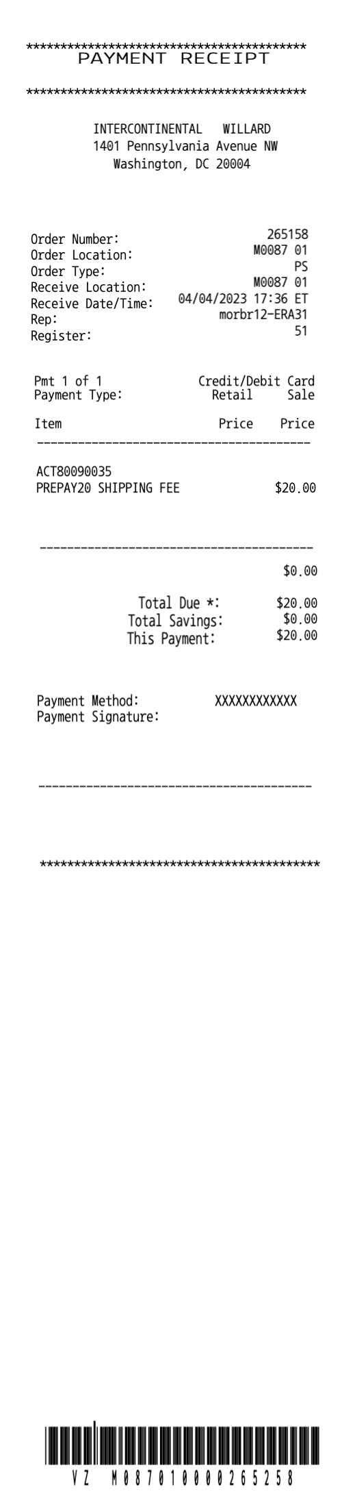 Hotel-shipping-receipt