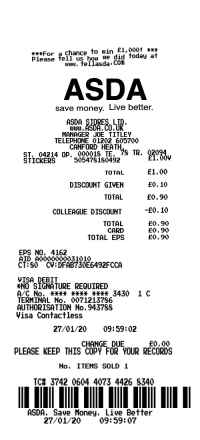 ASDA receipt template UK image