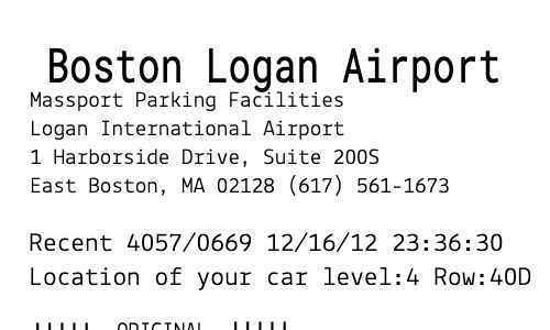 Airport Parking receipt - Logan Intl image