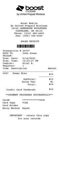 Boost Mobile receipt template image