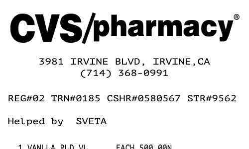 CVS pharmacy receipt template image