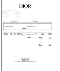 DIOR invoice template