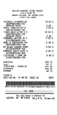Dollar General 2023 receipt template image