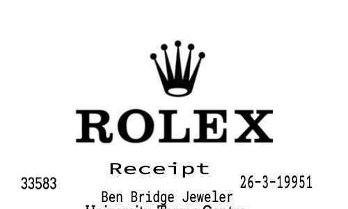 ROLEX receipt - Ben Bridges Jeweler image
