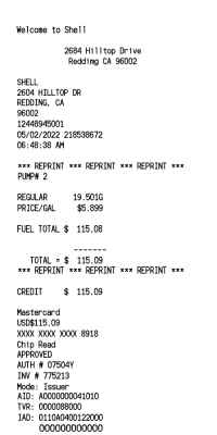 Shell fuel receipt reprint template image