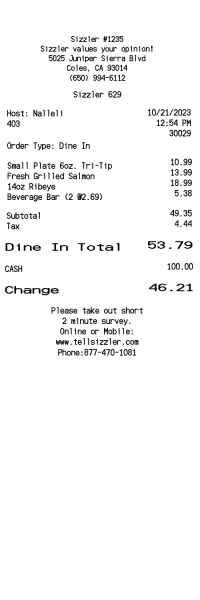 Restaurant Receipt Template