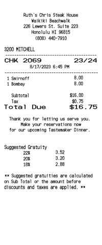 Steak House restaurant receipt template image