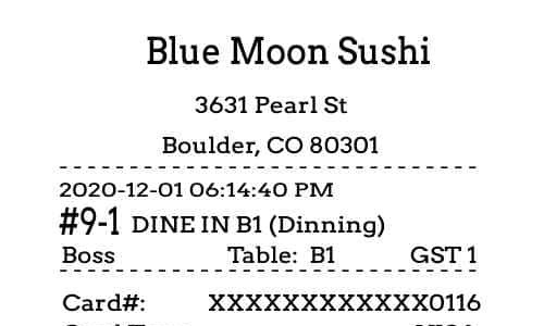 Sushi Restaurant receipt image