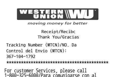 Western Union receipt template image