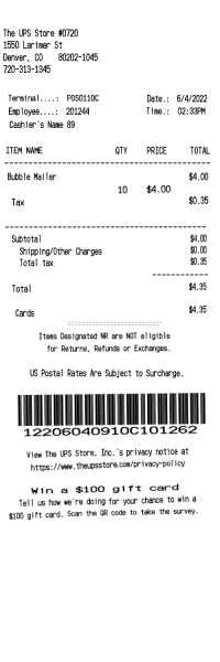 UPS Store receipt design 2 image