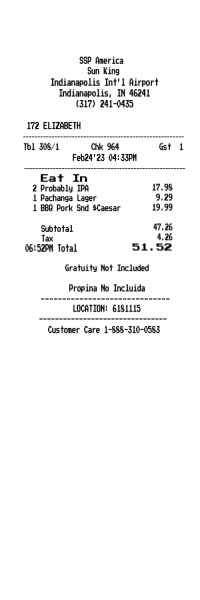 Brewery pub receipt template image