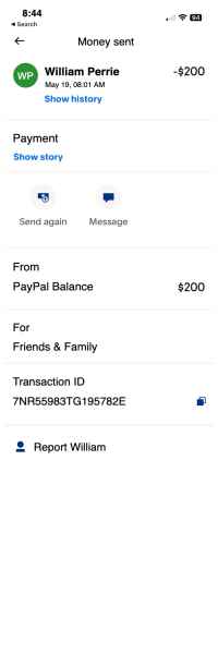 Paypal receipt template - Friends and Family image