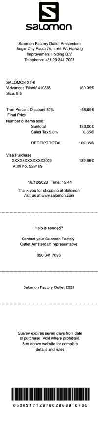 Salomon receipt template image