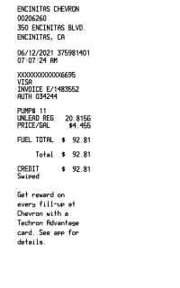 Chevron receipt template 3 image