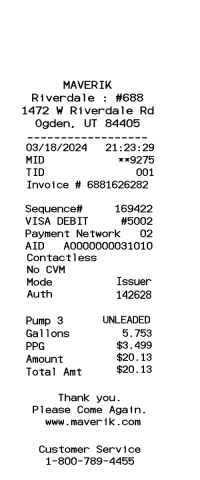 MAVERIK Gas receipt template image