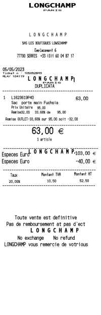 Longchamp receipt template 01 image