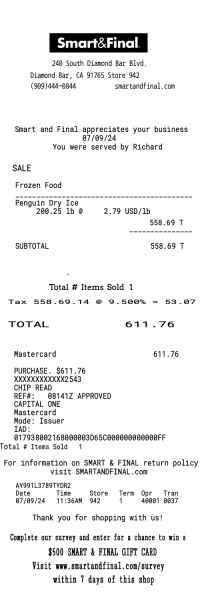 Smart Final receipt template