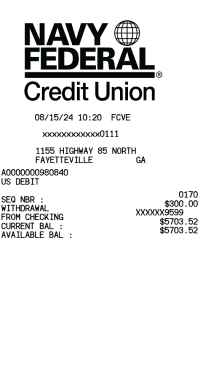 Navy Federal ATM Receipt template image