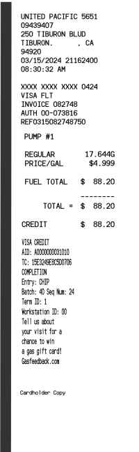 Gas station receipt fuel template