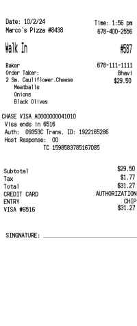 Marcos pizza receipt template image