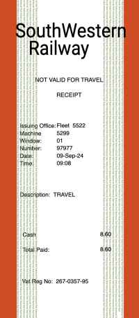 Southeastern UK train receipt 2 image