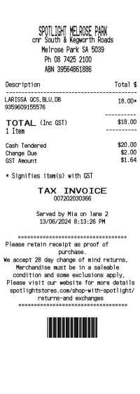 Spotlight stores receipt template image