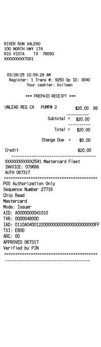 Valero gas station receipt template