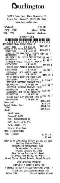 Burlington receipt template receipt template preview thumbnail