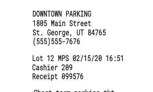 Parking garage receipt 002 image