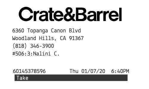 Crate & Barrel receipt template image