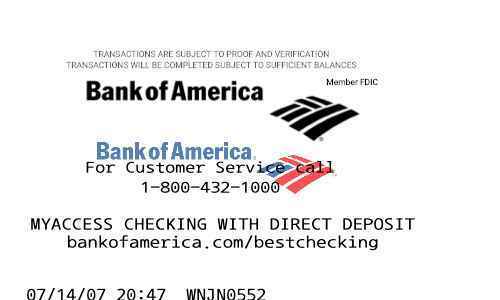 Bank of America ATM receipt image
