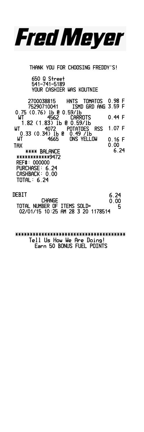 Fred Meyer receipt template