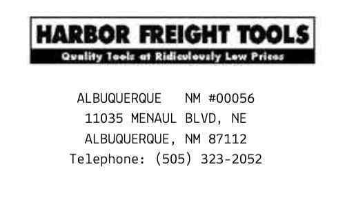 Harbor Freight Tools receipt template image