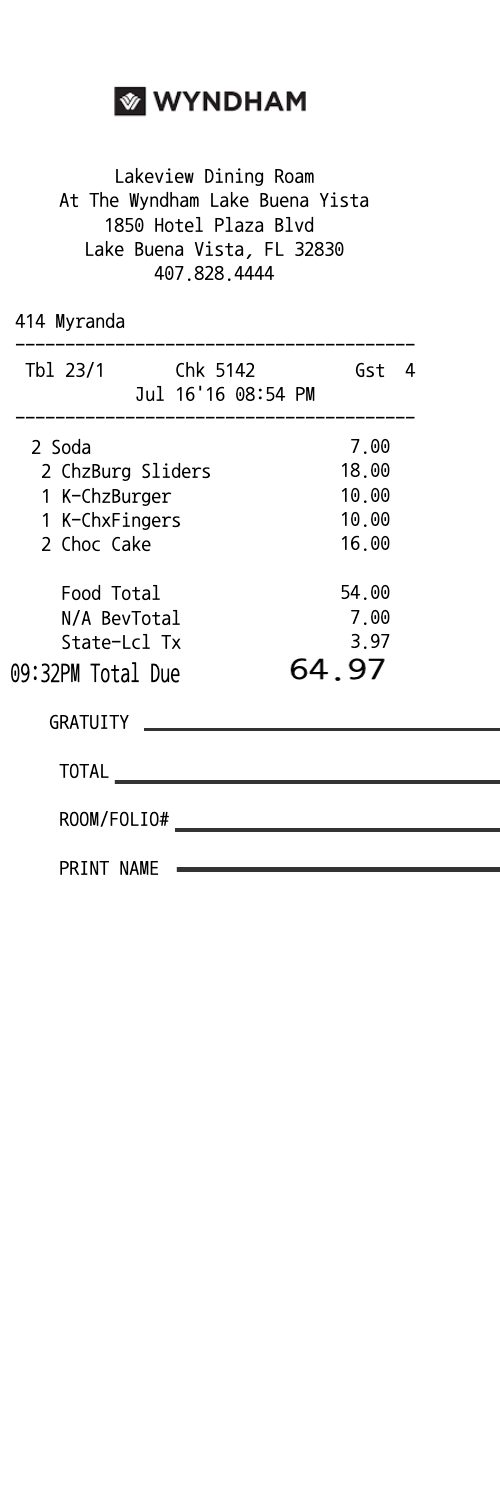 Hotel receipt template - Wyndham