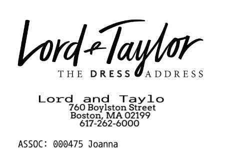 Lord & Taylor receipt image