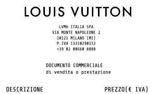 Louis Vuitton Euro receipt image