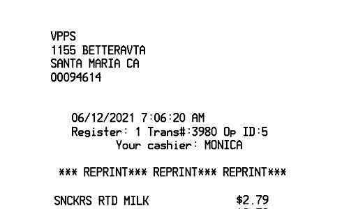 POS Register receipt template image