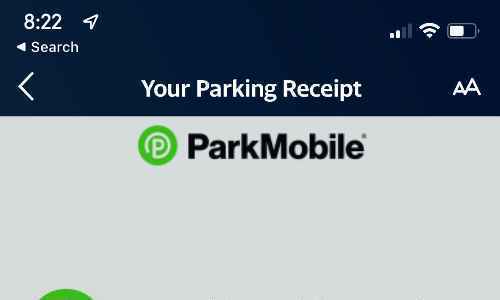 ParkMobile parking receipt image