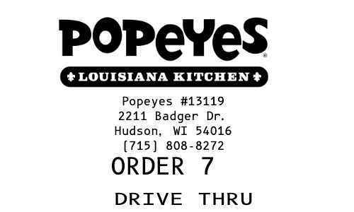 Popeyes receipt template image
