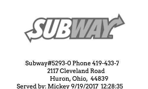 Subway restaurant receipt template image