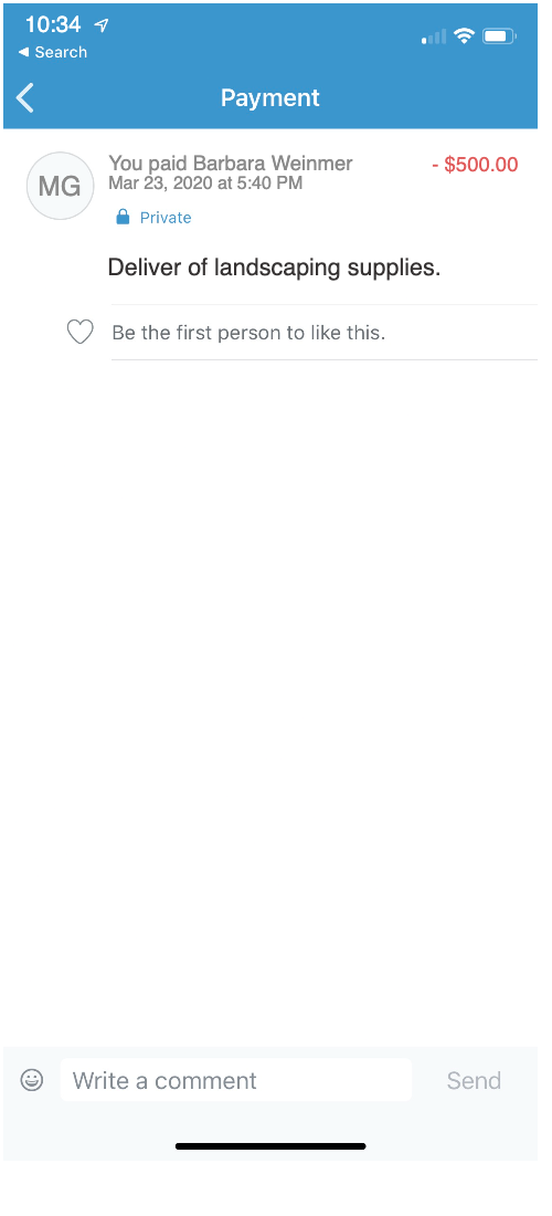 Venmo receipt template