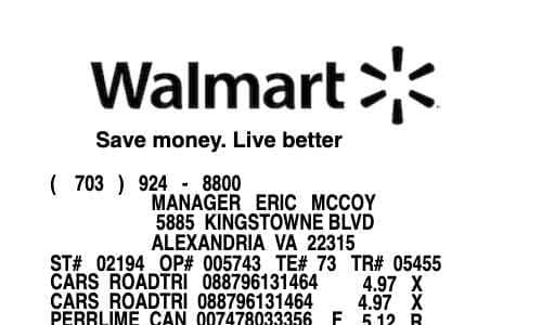 Walmart receipt template - cash image