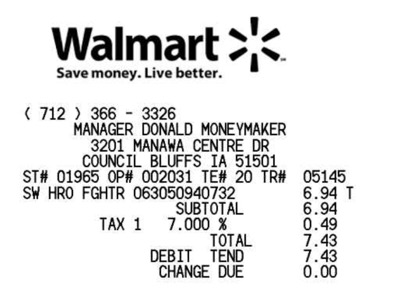 Walmart receipt template 001 image