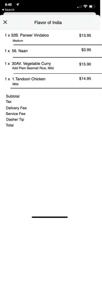 DoorDash receipt template