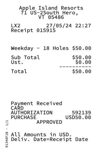 Golf receipt template 1